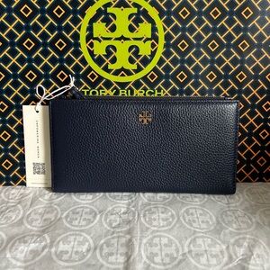 Tory Burch Blake Color Block Slim Envelope Wallet Tory Navy Muscadine Gold